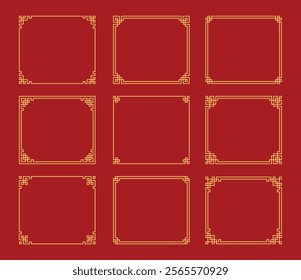 Oriental chinese frame border ornament decoration vector collection set