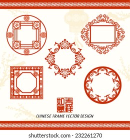 Oriental Chinese Frame Vector Design Set (Chinese Translation : Prosperity)
