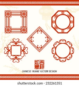 Oriental Chinese Frame Vector Design Set (Chinese Translation : Prosperity)