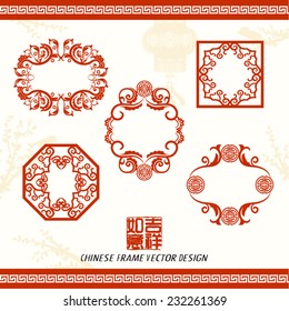 Oriental Chinese Frame Vector Design Set (Chinese Translation : Prosperity)