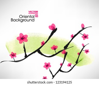 Oriental Chinese Ink Painting Vector Design