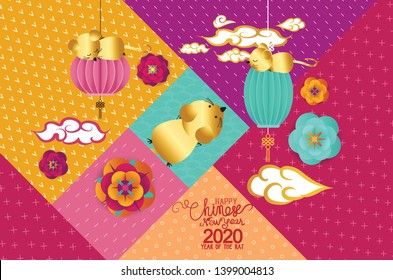 Oriental Chinese New Year 2020 pattern background. Year of the rat