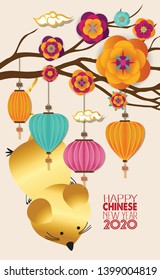 Oriental Chinese New Year 2020 pattern background. Year of the rat