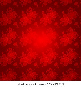 Oriental Chinese New Year Cherry Blossom Seamless Pattern