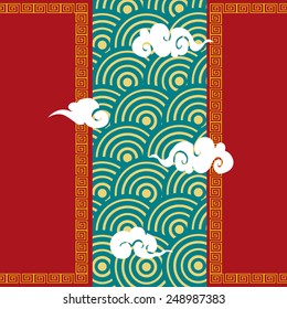 Oriental Chinese New Year clouds pattern Element Vector Design
