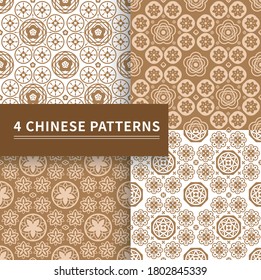 Diseño vectorial de elementos del Año Nuevo chino oriental, patrón circular, porcelana china, riqueza de buena suerte auspiciosa, fondo de fondo de fondo chino sin fisuras