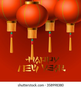 Oriental Chinese New Year elements, Chinese lantern, vector illustration.