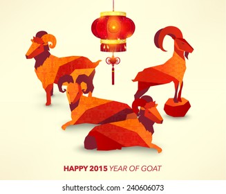 Oriental Chinese New Year Goat 2015 Vector Design