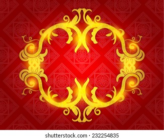 Oriental Chinese New Year Gold Frame Vector Design