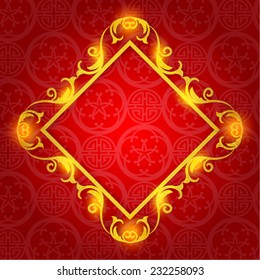 Oriental Chinese New Year Gold Frame Vector Design