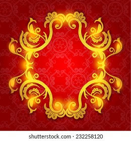 Oriental Chinese New Year Gold Frame Vector Design
