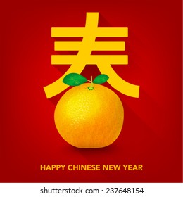 Oriental Chinese New Year Mandarin Orange Vector Design  (Chinese Translation : Prosperity)