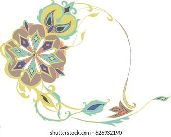Oriental circular floral pattern