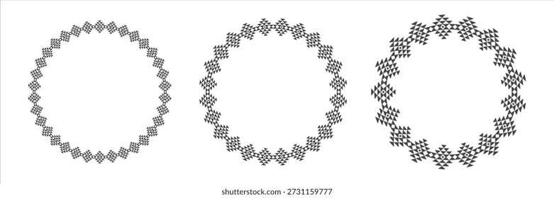 Oriental circular frames. Traditional Arabic motif from Saudi Arabia in minimalist style. Vector