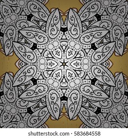 Oriental classic golden pattern. Vector abstract background with golden repeating elements on a yellow background.
