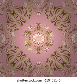 Oriental classic golden pattern. Vector abstract background with repeating elements. Pink on background.
