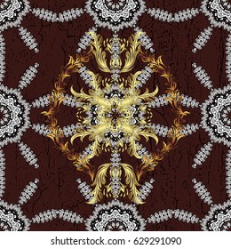 Oriental classic golden pattern. Vector abstract background with repeating elements. Brown on background.