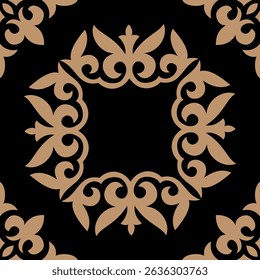 Oriental classic pattern with damask, arabesque, floral elements. Traditional square Turkic ornament for ceramic tile. Seamless abstract background with repeating elements. For ceramic, porcelain