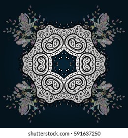 Oriental classic white pattern. Vector abstract background with repeating elements on blue and white background. White isolated elements. Vector illustration.