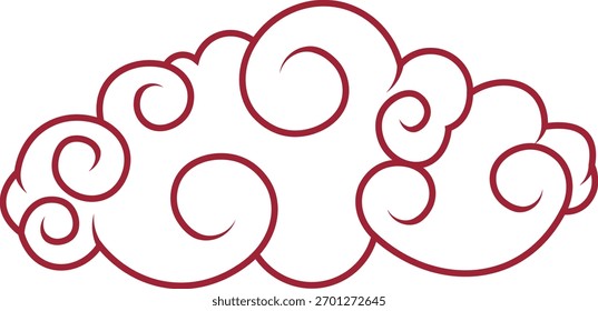 Oriental Cloud Ornament Isolated on White Background. Flat Vector Illustration.