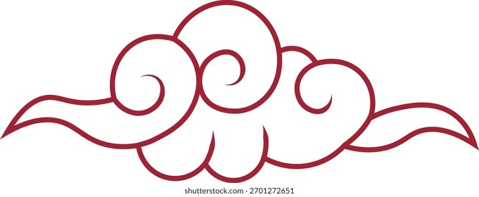 Ornamento de Nuvem Oriental Isolado no Fundo Branco. Ilustração de vetor plano.