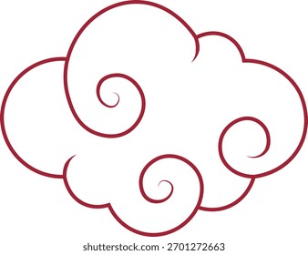 Ornamento oriental de la nube aislado en el fondo blanco. Ilustración vectorial plana.