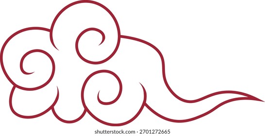 Oriental Cloud Ornament Isolated on White Background. Flat Vector Illustration.