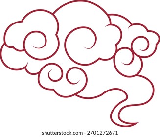 Oriental Cloud Ornament Isolated on White Background. Flat Vector Illustration.