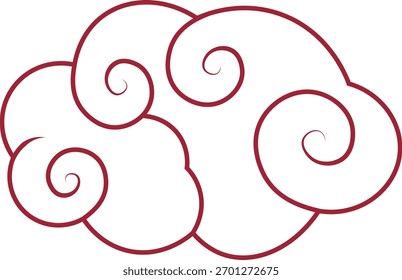 Ornamento oriental de la nube aislado en el fondo blanco. Ilustración vectorial plana.