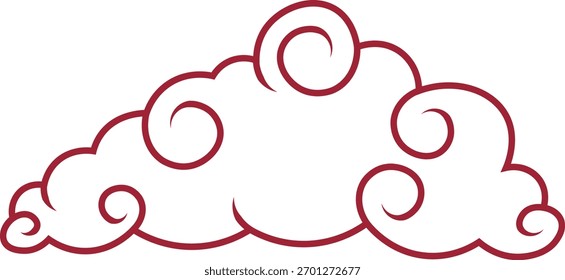 Oriental Cloud Ornament Isolated on White Background. Flat Vector Illustration.
