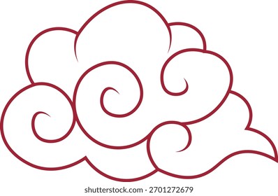 Oriental Cloud Ornament Isolated on White Background. Flat Vector Illustration.