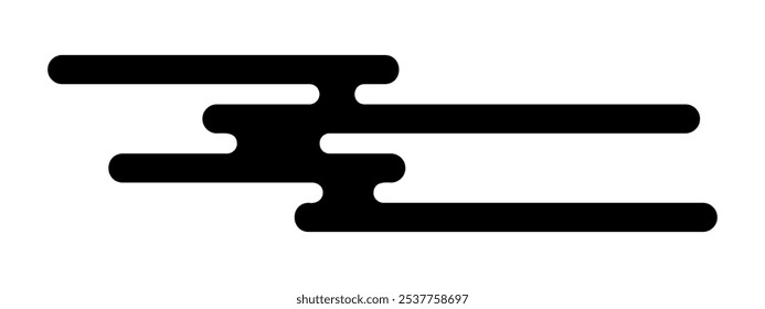 Forma de nuvem oriental. Ornamento tradicional asiático. Forma turva simples em estilo japonês, coreano ou chinês isolado no fundo branco. Ilustração gráfica vetorial.