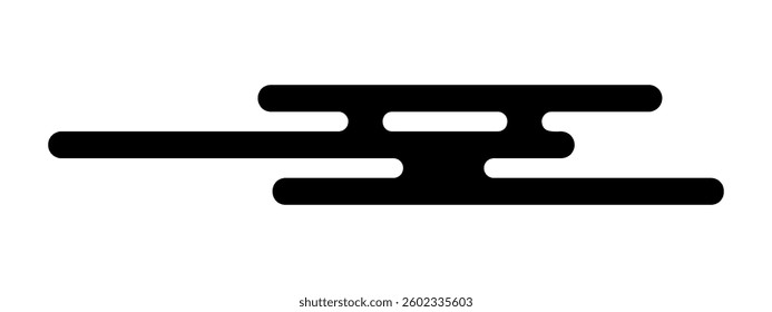Oriental cloud shape. Traditional Asian ornament. Simple abstract wind or wave form in Japanese, Chinese or Korean style isolated on white background. Vector graphic illustration.