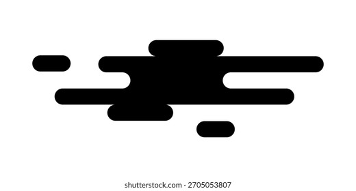 Oriental cloud shape. Traditional Asian ornament. Simple abstract wind or wave form in Japanese, Chinese or Korean style isolated on white background. Vector graphic illustration.Vector