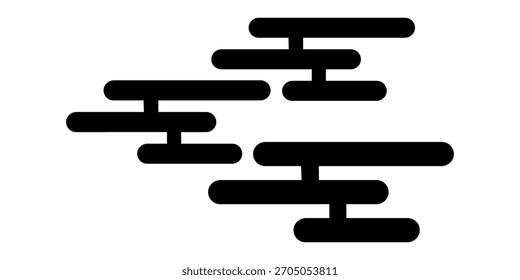 Oriental cloud shape. Traditional Asian ornament. Simple abstract wind or wave form in Japanese, Chinese or Korean style isolated on white background. Vector graphic illustration.Vector