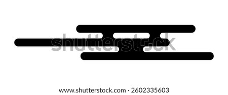 Oriental cloud shape. Traditional Asian ornament. Simple abstract wind or wave form in Japanese, Chinese or Korean style isolated on white background. Vector graphic illustration.