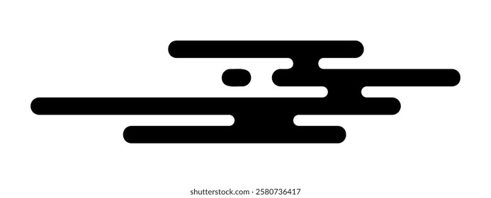 Oriental cloud shape. Traditional Japanese, Korean or Chinese design element. Simple abstract wind form in Asian style isolated on white background. Vector graphic illustration.