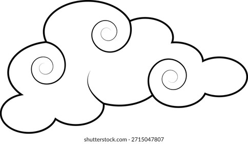 Icono de nubes orientales en diseño plano. Aislado sobre fondo blanco. Ilustración vectorial