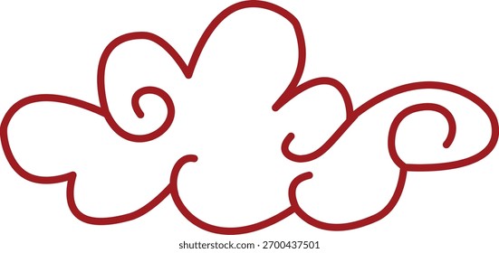 Ornamento de nubes orientales con diseño plano. Ilustración vectorial.