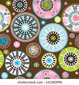 Oriental colored and floral pattern