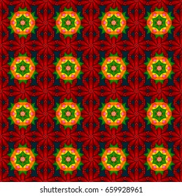 Oriental colored pattern on colorful background. Vector illustration. Islam, Arabic, Indian, turkish, pakistan, chinese, ottoman motifs. Vintage decorative elements. Abstract Mandala.