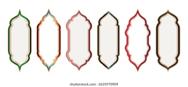 Oriental Colorful Elegant Frame or Border Background Set
