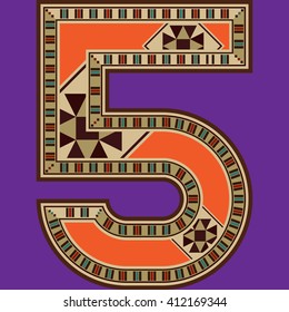 Oriental Colorful Mosaic Decorated Number Five