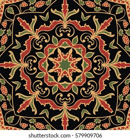 Oriental colorful pattern of mandalas. Vector rich ornament with floral elements. Template for textile, carpet, shawl.