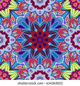 Oriental colorful traditional floral ornament, seamless pattern, tile design, vector illustration