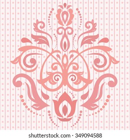 Oriental colorful vector pattern with purple and pink arabesques. Traditional classic ornament