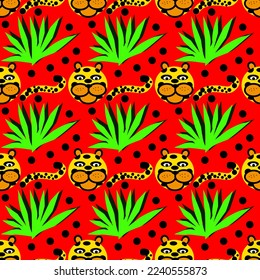oriental colors leopard masking seamless vector pattern