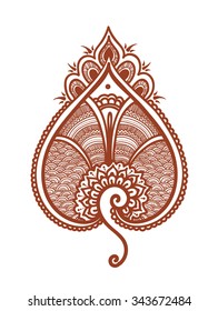 Oriental composition - decorative indian henna tattoo design. Mehendy vector in eastern style