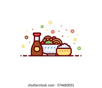 Oriental cuisine vector illustration