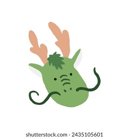 Oriental cute hand drawn dragon illustration vector